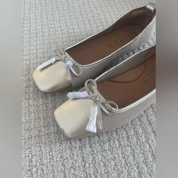 Eric Javits Gold Metallic Ballet Flat Women’s Size 9 NEW Breathable Mesh - Picture 13 of 13